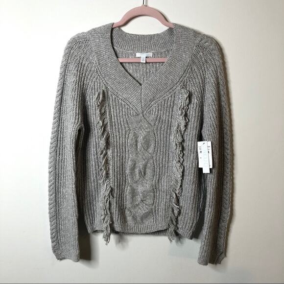 Abound Sweaters - Abound Cable Knit Fringe Pullover Sweater Grey